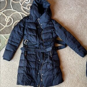 Zara Black Quilted Puffer Jacket with Belt